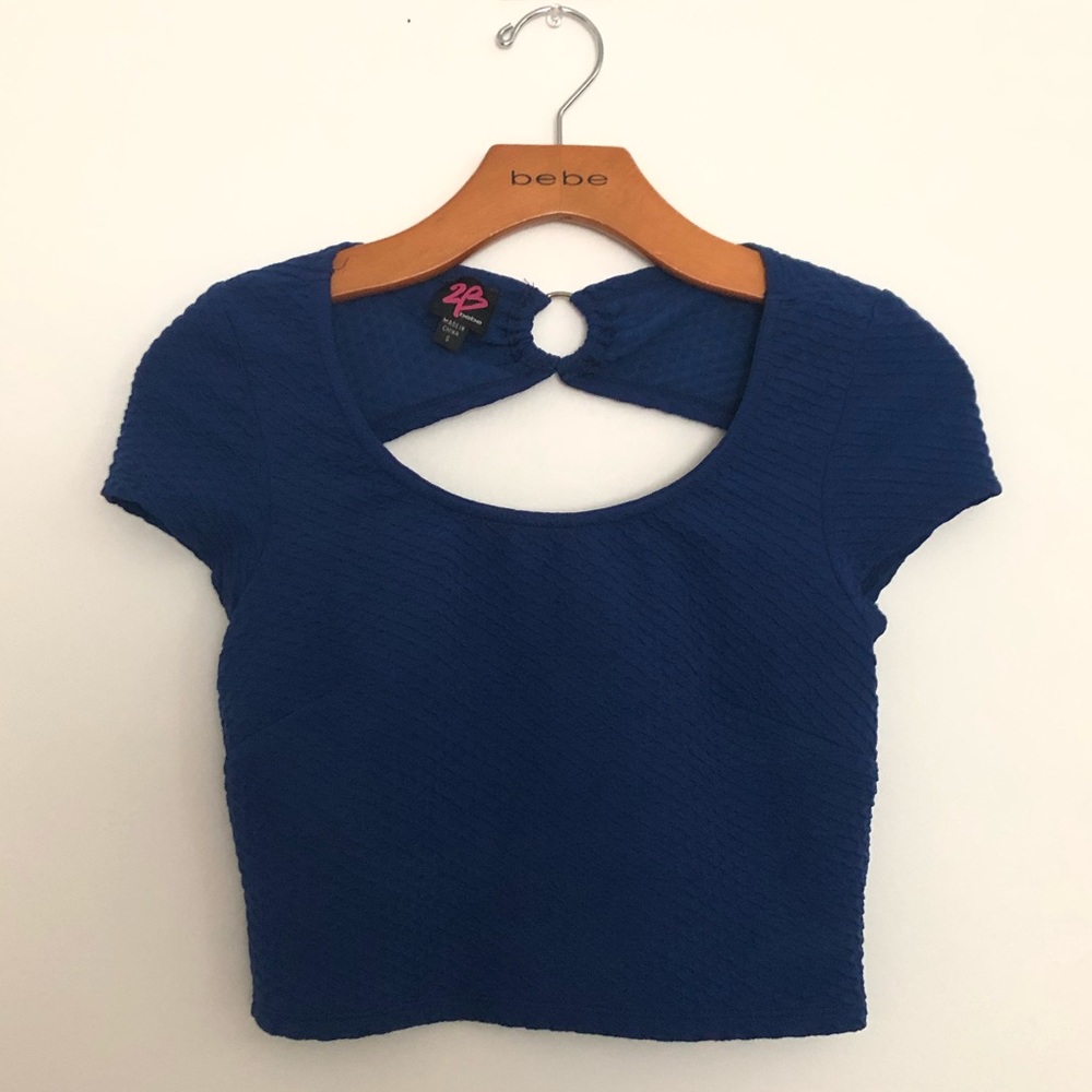 BEBE Blue Crop Top